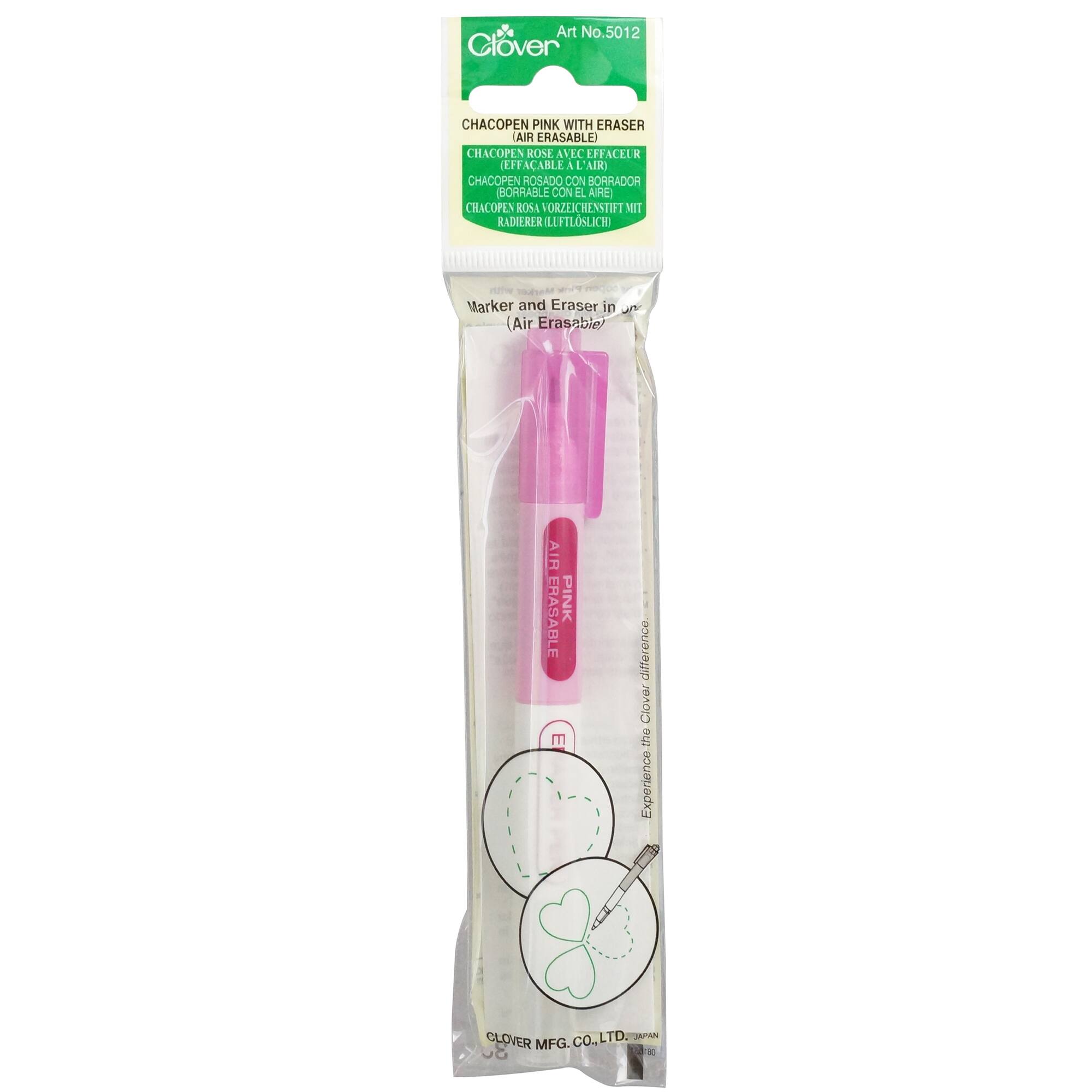 Clover 5.25" White & Pink Chacopen with Eraser